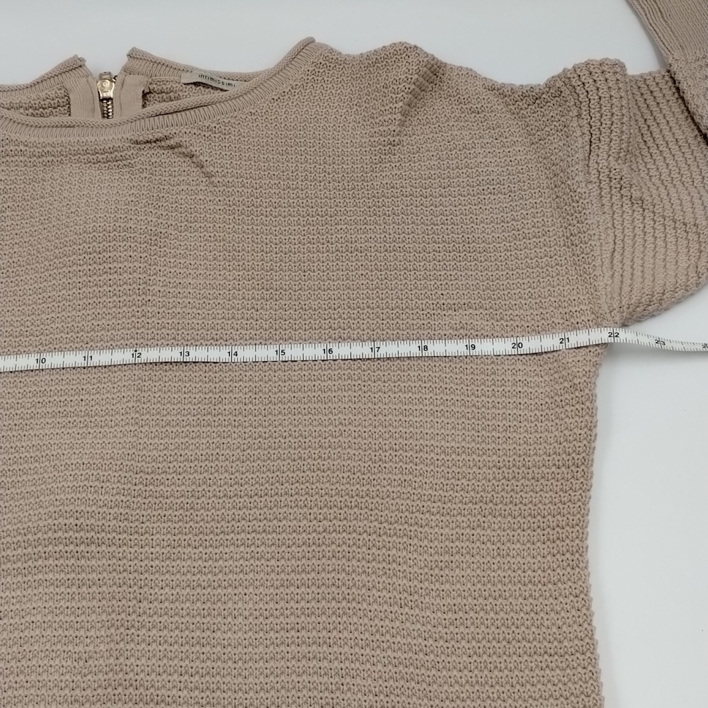 INTIMISSIMI Sweater Dress Knit Size Large zip back beige tan crochet - Picture 8 of 12